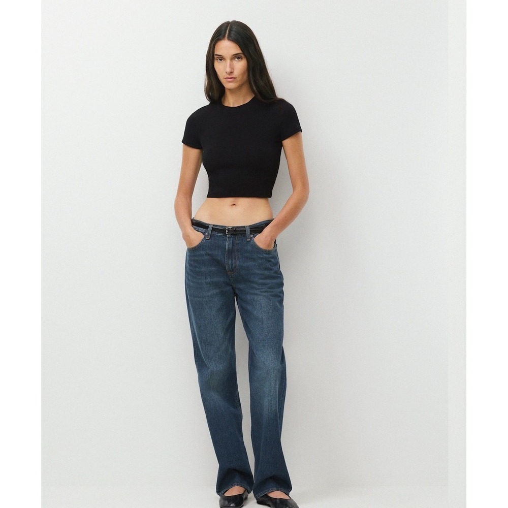 Aritzia HomeStretch Crew Waist Baby Tee Black XL